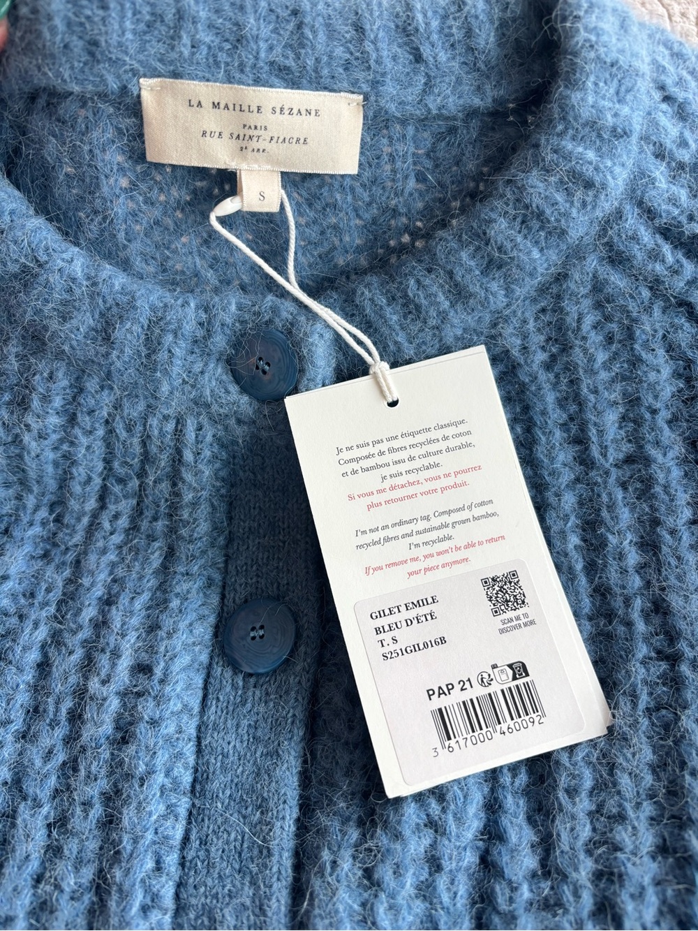 NWT Sézane Emile Cardigan in Summer Blue Size S - Picture 3 of 7